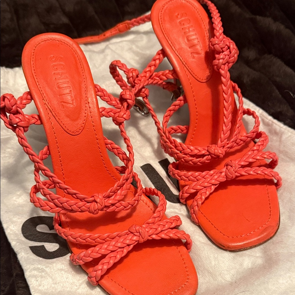 SCHUTZ Women's Vibrant Red Braided Sandals